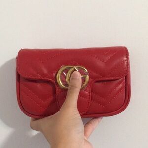 Luxurious Red with Gold Hardware Quilted Magnetic Closure Crossbody Shoulder Bag